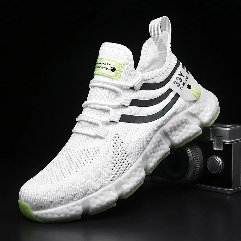 Running Gear Ladies - 男性用の通気性メッシュのランニングシューズ,クラシックな滑り止めスポーツシューズ,カジュアル,ホワイト,テニス,男性用