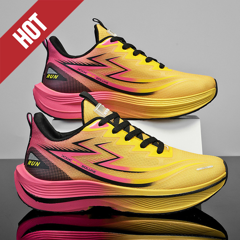 Running Gear Ladies - ランニングシューズマラソンカーボンボードクッションカジュア男性スポーツ通気性軽量女性快適なアスレチック滑り止めスニーカー