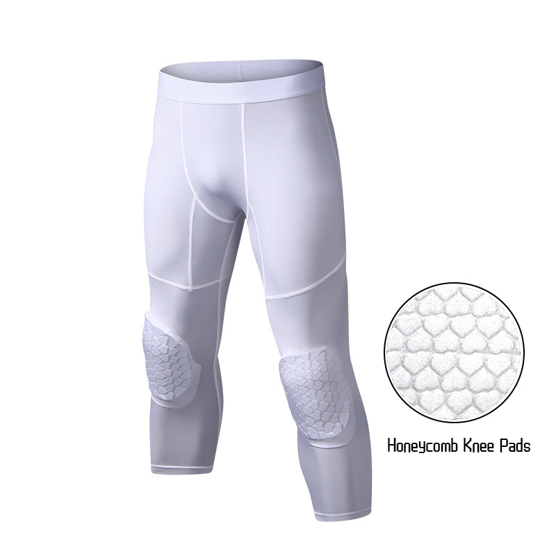Running Gear Cool - ニーパッド付きメンズバスケットボールパンツ,パッド入りコンプレッションレギンス,スポーツ保護具,ランニングとサイクリング用