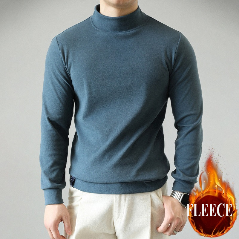 速乾性メンズサーマルトップ長袖モックネックブルーフリース暖か - Running Gear Long Sleeve のレビューと価格