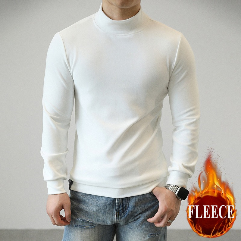 速乾性メンズサーマルトップ長袖モックネックブルーフリース暖か - Running Gear Long Sleeve のレビューと価格