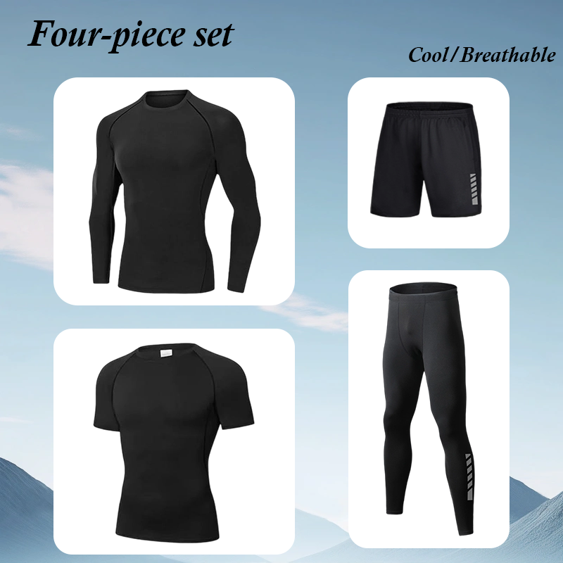 メンズトレンドフィットネスランニングスーツ高弾性タイトスポー - Running Gear Long Sleeve のレビューと価格