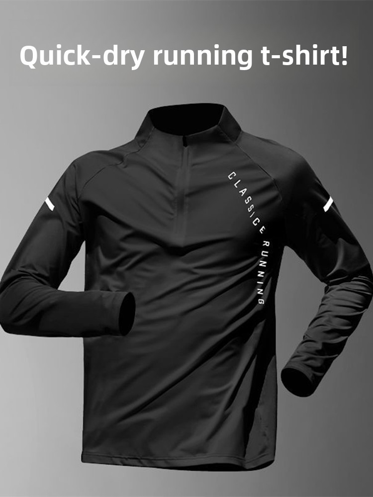 メンズトレーニングウェア速乾長袖Tシャツハーフジップランニン - Running Gear Long Sleeve のレビューと価格