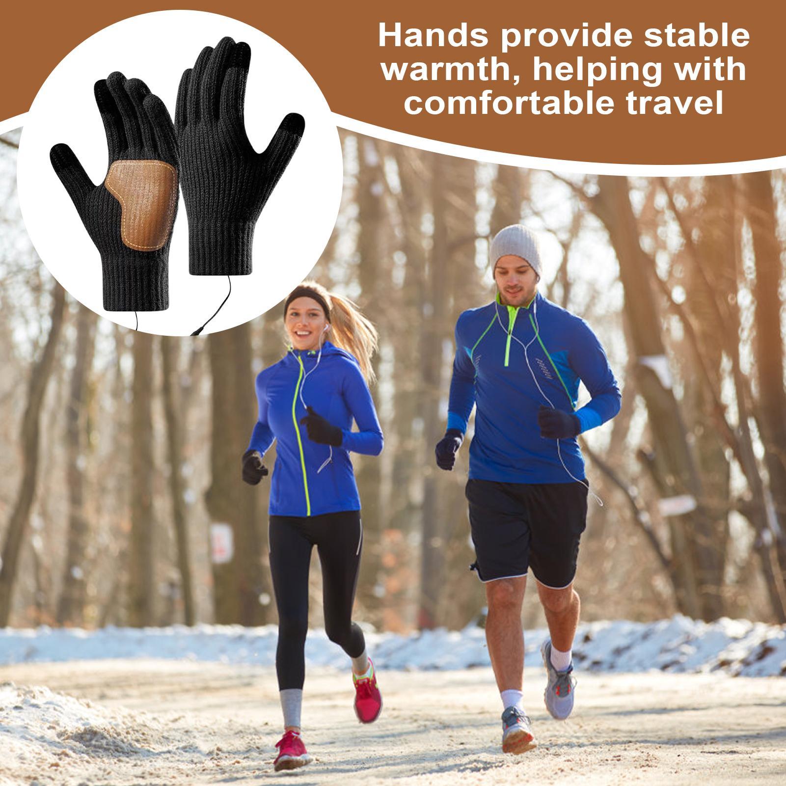 タッチスクリーン付きUSB加熱グローブ、スキー、ランニング用 - Running Gear In The Cold のレビューと価格