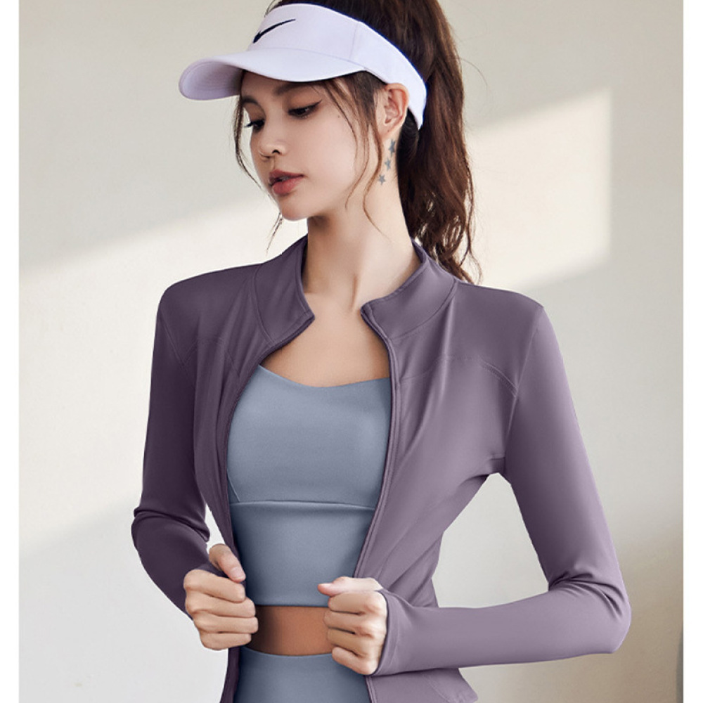 速乾性アスレチックヨガジャケット レディース 長袖 スタンド - Running Gear Long Sleeve のレビューと価格